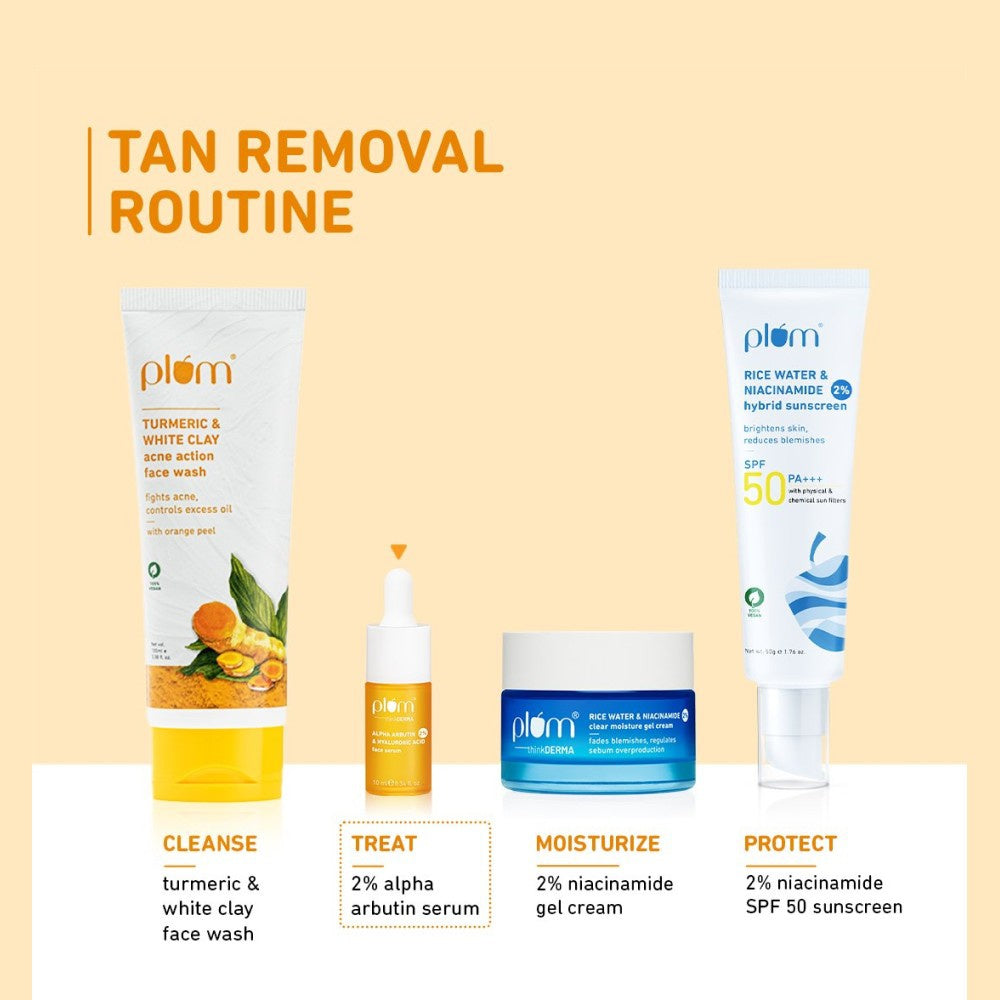 Plum 2% Alpha Arbutin & Hyaluronic Acid Tan Fighting Face Serum : 10 ml