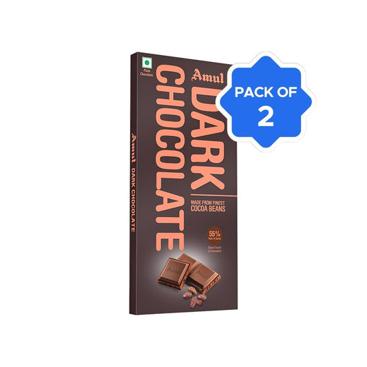 Amul 55% Cocoa Dark Chocolate Bar - Pack of 2 : 2 x 150 g