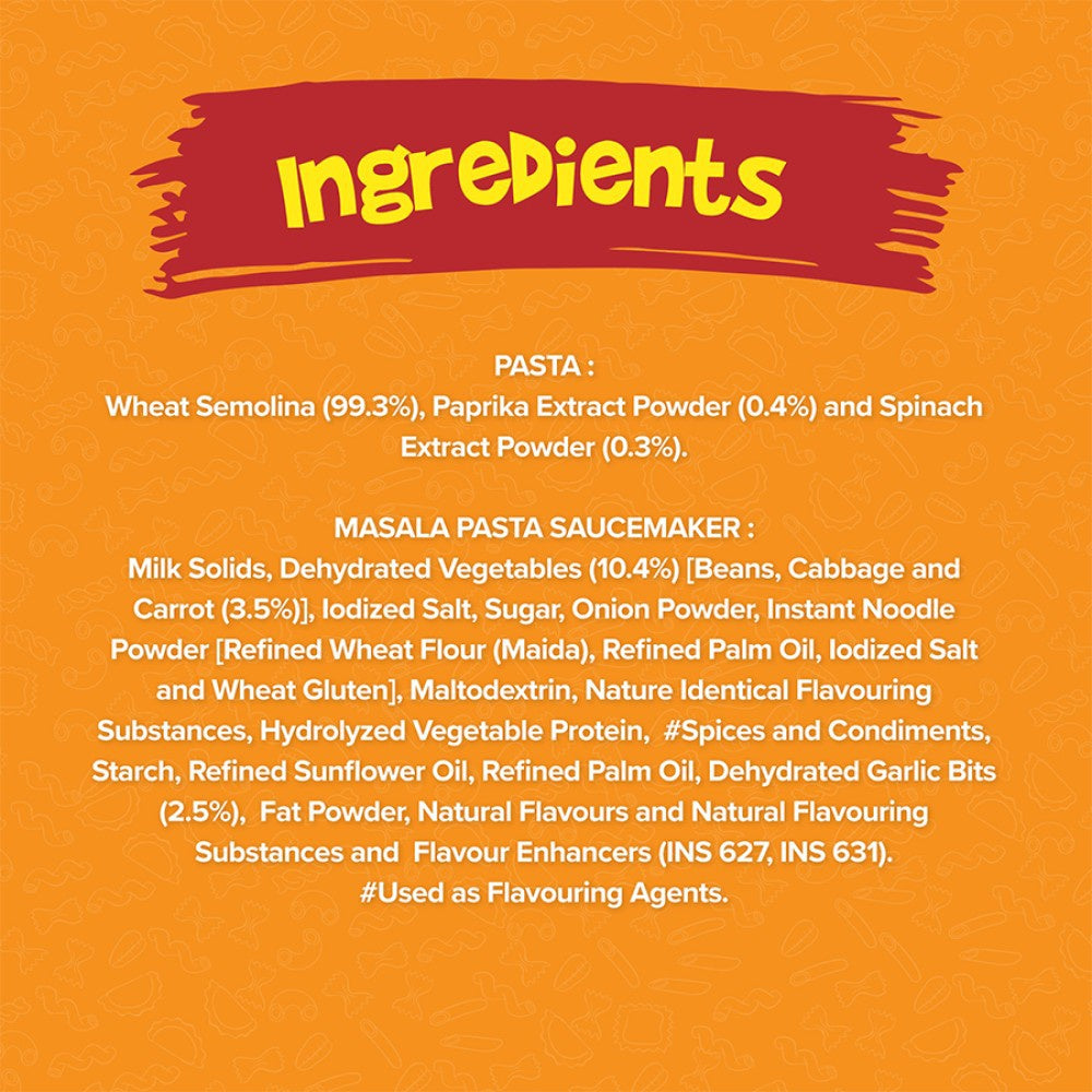 Yippee Tricolor Instant Pasta - Masala - Pack of 2 : 2 x 65 g