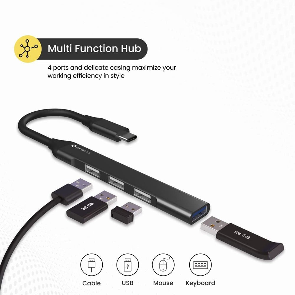 Portronics Mport 31C Multi Function USB Hub (Grey) : 1 unit