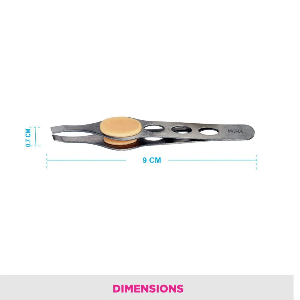 Vega Rubber Grip Tweezer (Square Tip) : 1 piece