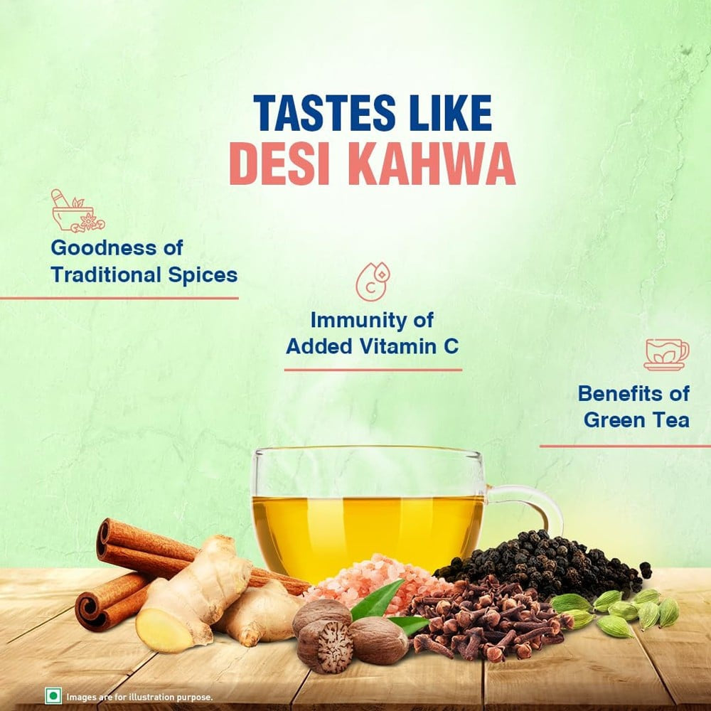 Tetley Kahwa Green Tea Bags : 1 pack (25 units)