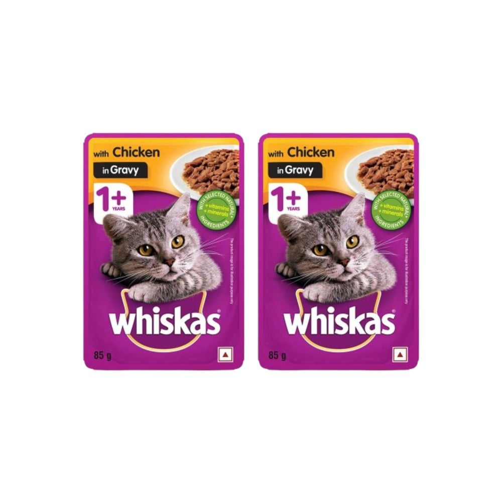 Whiskas Adult Wet Cat Food -Chicken in Gravy (1+ Years) - Pack of 2 : 2 x 80 g