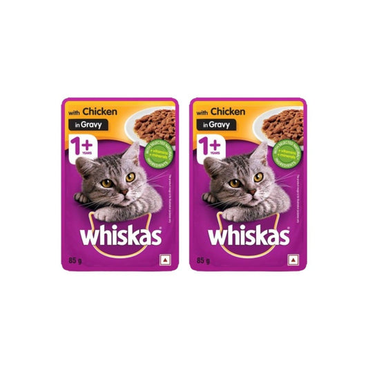 Whiskas Adult Wet Cat Food -Chicken in Gravy (1+ Years) - Pack of 2 : 2 x 80 g