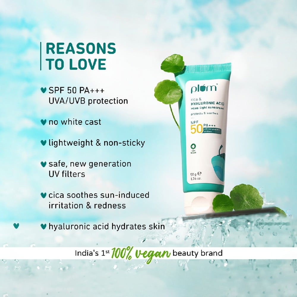 Plum Cica & Hyaluronic Acid Aqua-Light Sunscreen (SPF 50 PA+++) : 50 g
