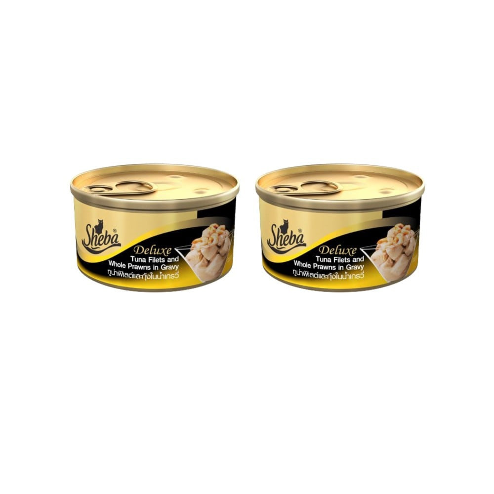 Sheba Deluxe - Tuna Fillets & Whole Prawn in Gravy Wet Cat Food - Pack of 2 : 2 x 85 g