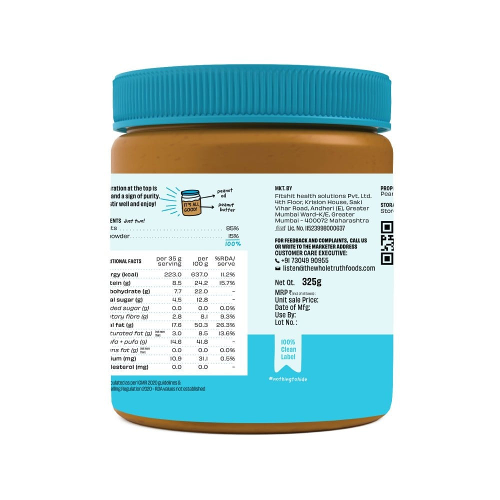 The Whole Truth Sweetened Crunchy Peanut Butter with dates : 325 g