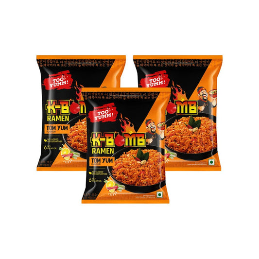 Too Yumm K-Bomb Ramen Instant Noodles - Tom Yum - Pack of 3 : 3 x 80 g