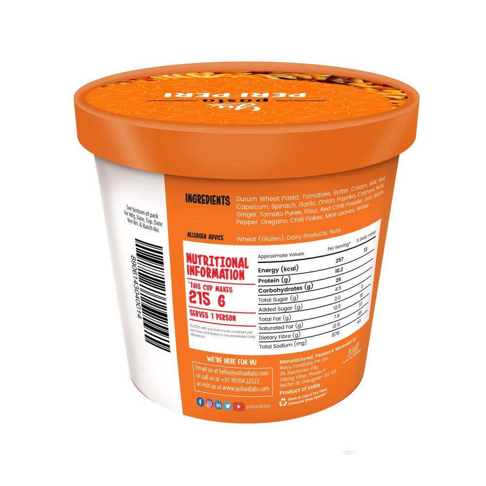 Yu Peri Peri Instant Pasta Cup : 60 g