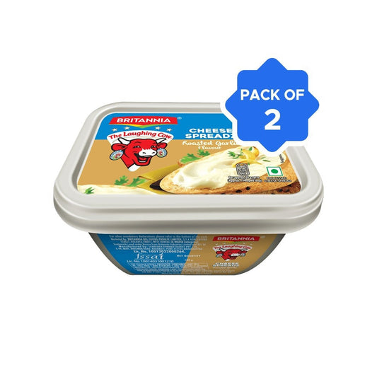 Britannia Laughing Cow Roasted Garlic Cheese Spread - Pack of 2 : 2 x 180 g