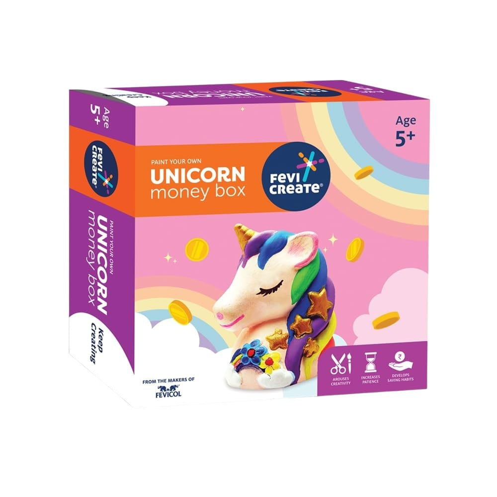 Pidilite Fevicreate Unicorn Money Box Painting Kit (Multicolour) : 1 set