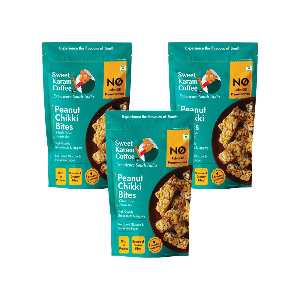 Peanut Chikki by Sweet Karam Coffee Pack of 3 : 3 x 150 g