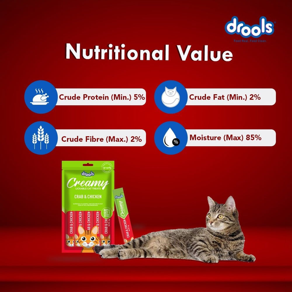 Drools Creamy Lickable Crab & Chicken Cat Treat : 1 pack (4+1 pieces)