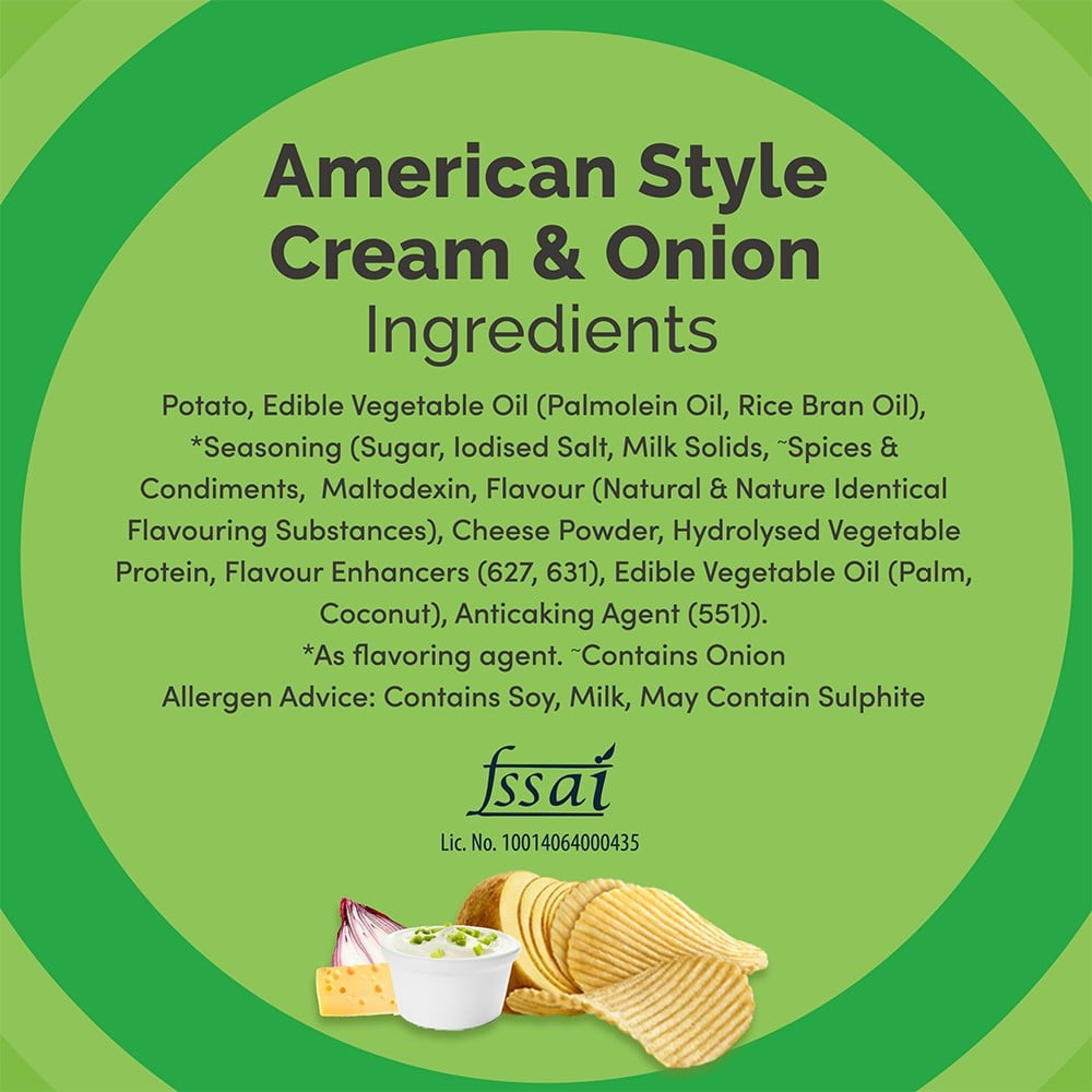 Lay's American Style Cream & Onion Potato Chips (143 g) - Pack of 3 : 3 x 143 g