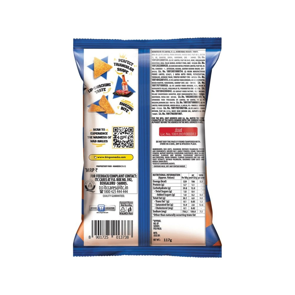 Bingo Mad Angles Very Peri Peri Crisps : 117 g