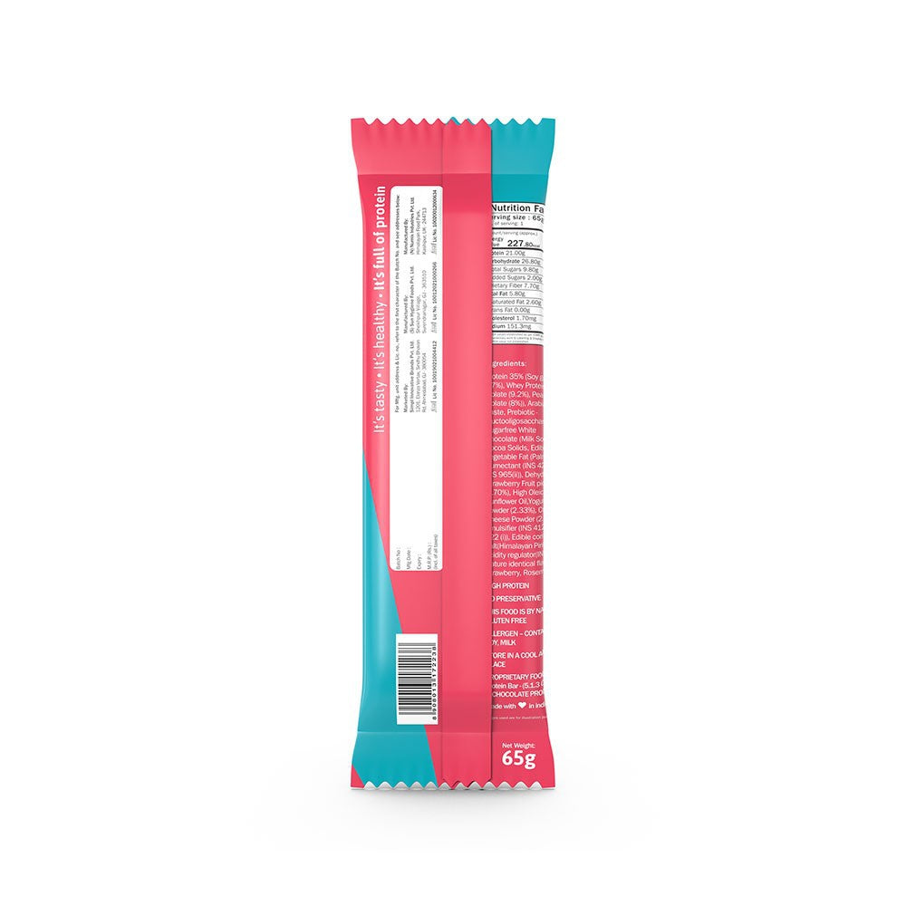 Phab Strawberries & Greek Yogurt Protein Bar - Strawberries & Greek Yogurt (High Fibre & No Added Sugar) : 3 x 65 g