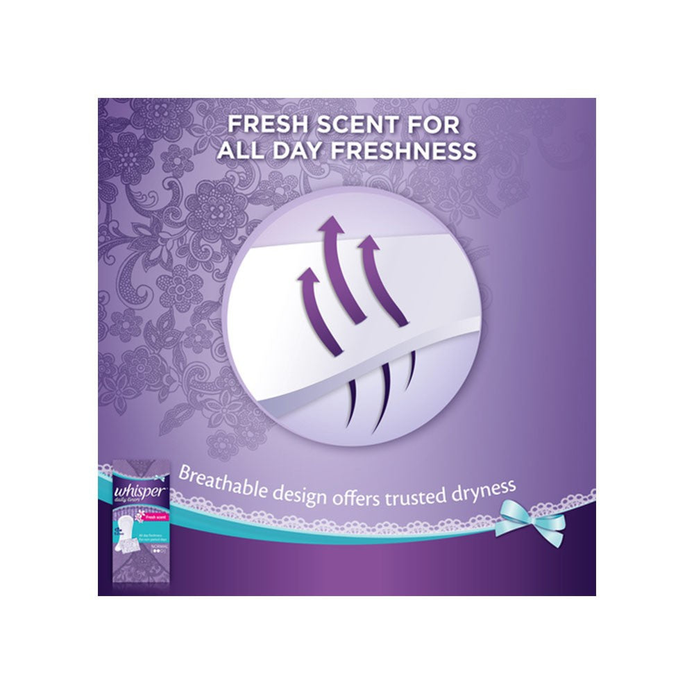 Whisper Daily Liners Clean & Fresh Panty Liners + Ultra Soft Air Fresh Pores Sanitary Pads Combo : 20 pieces + 1 pack (15 pieces)