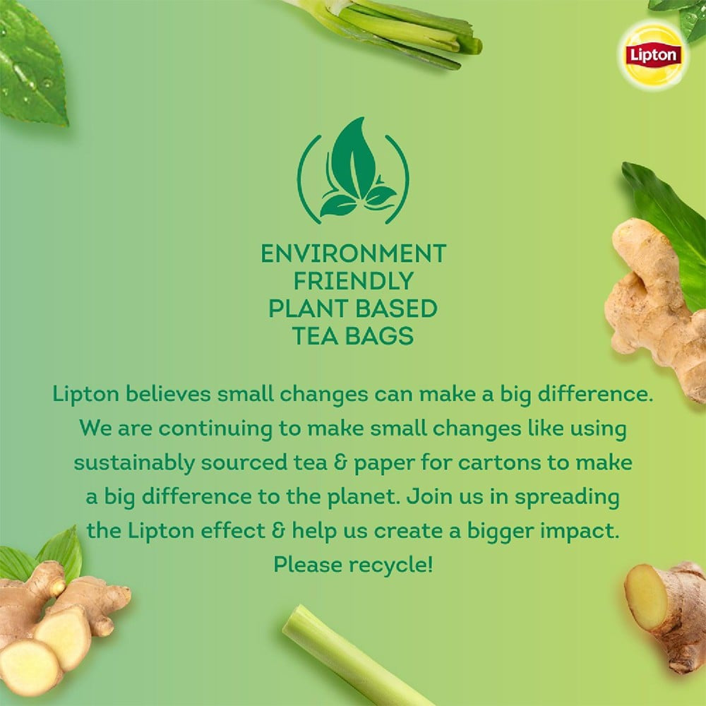 Lipton Lemongrass Ginger Green Tea Bags : 25 x 1.3 g
