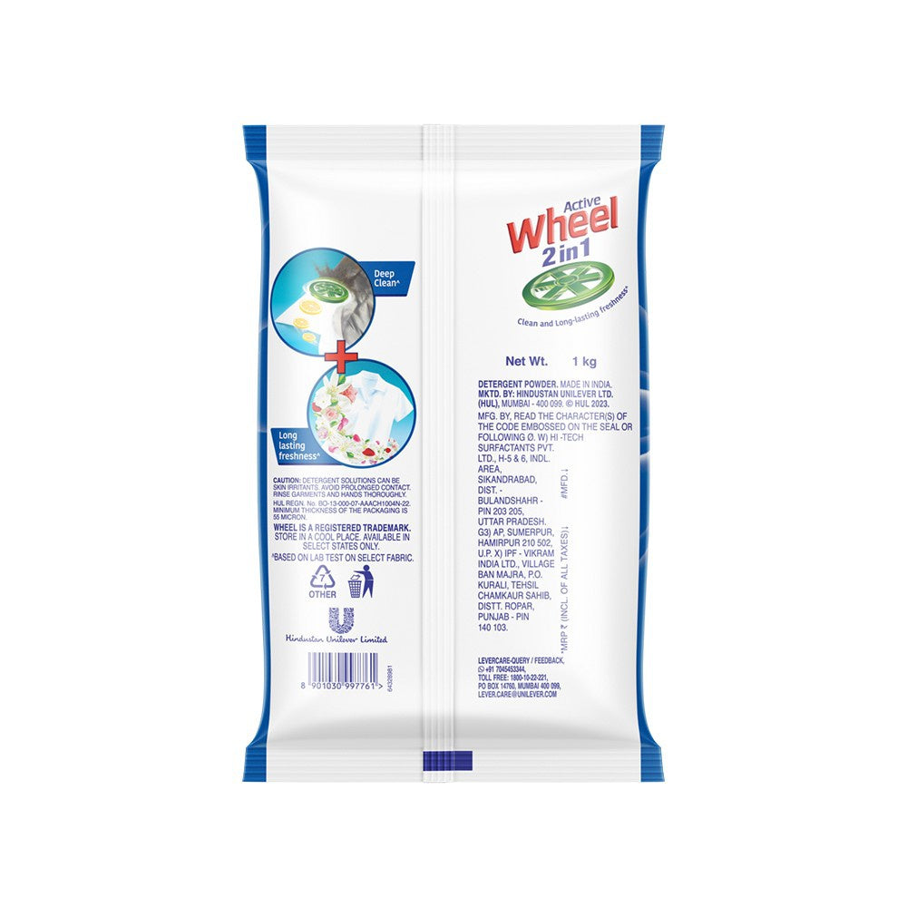 Wheel 2 in 1 Clean & Fresh Detergent Powder : 1 kg