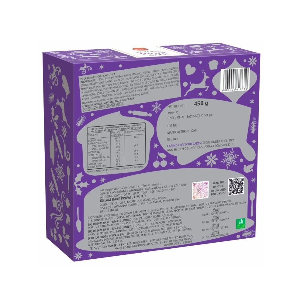 Winkies Authentic Plum Cake (Contains Egg) : 450 g