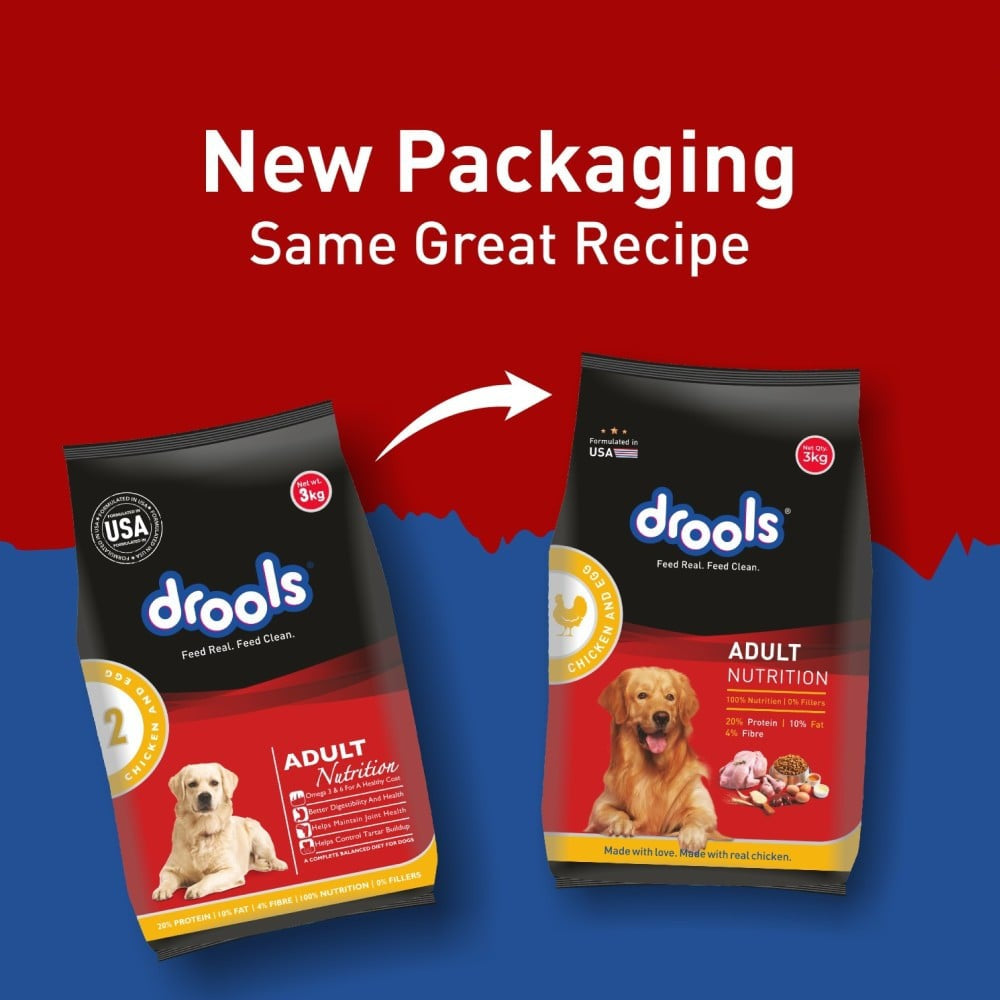 Drools Chicken & Egg Adult Dry Food - Free 1.2 kg : 3 kg + 1.2 kg