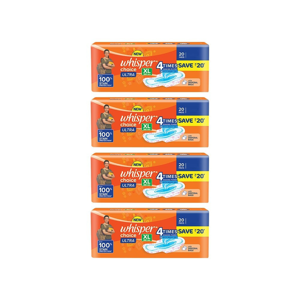 Whisper Choice Ultra Sanitary Pads - Pack of 4 : 4 x 20 pieces