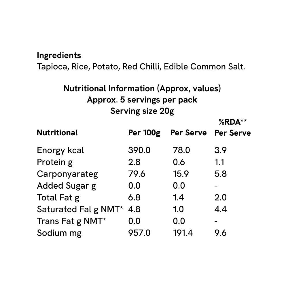 Sweet Karam Coffee Mini Chilli Potato Papad : 100 g