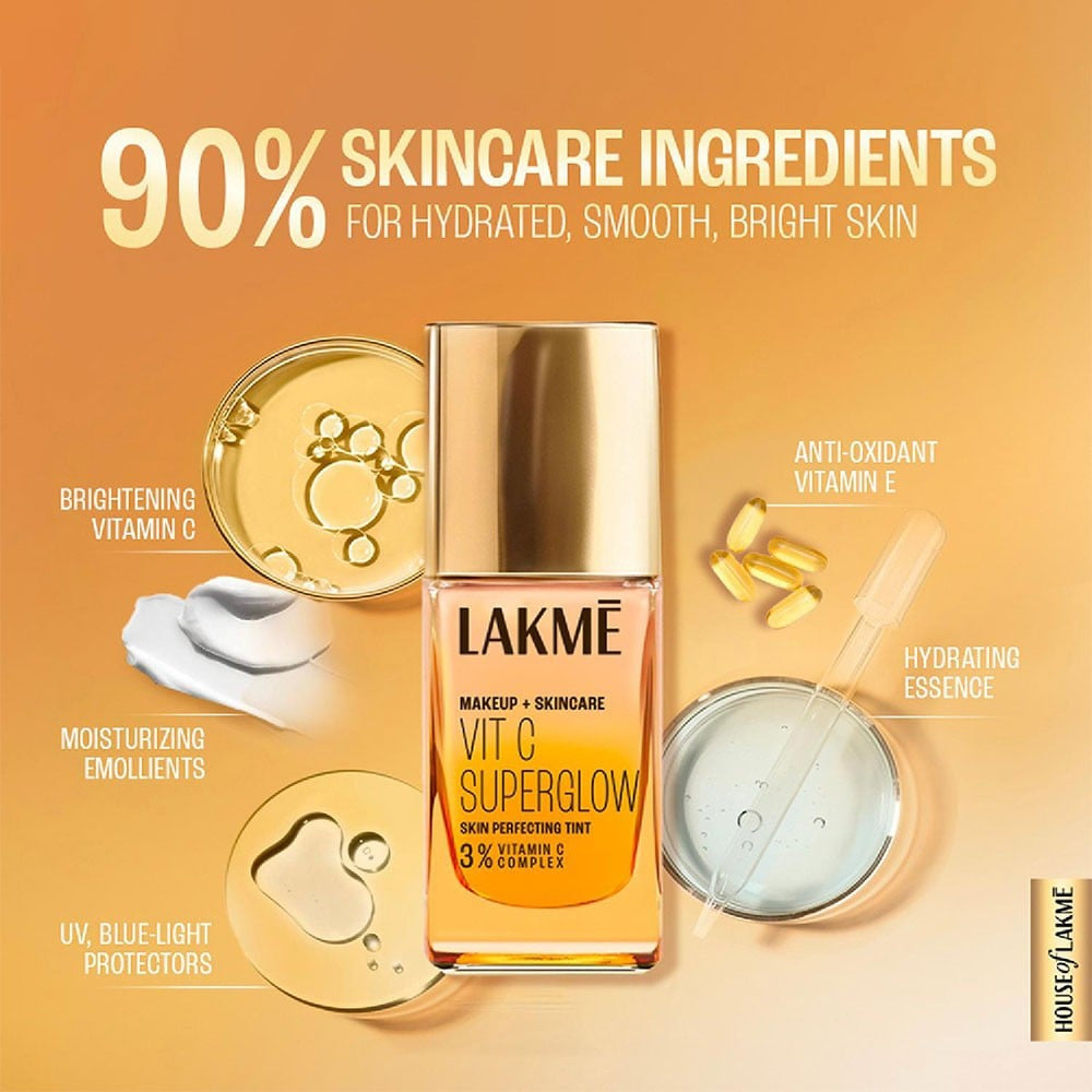Lakme Makeup+ Skincare Vitamin C SuperGlow Foundation (Cool Rose) : 25 ml