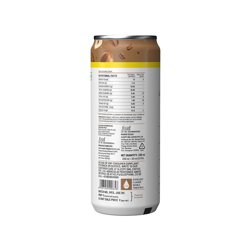 Sleepy Owl Hazelnut Cold Coffee Can - Pack of 2 : 2 x 200 ml