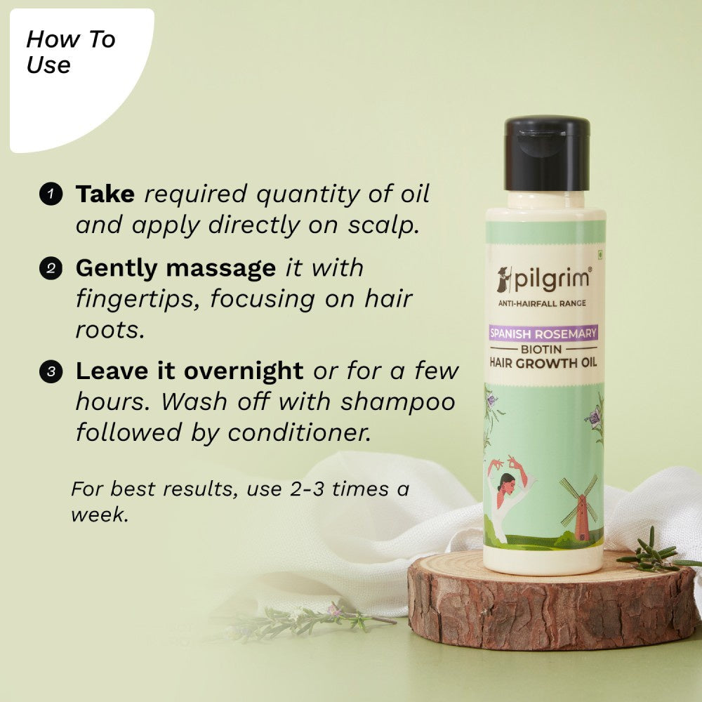 Pilgrim Spanish Rosemary Biotin Growth Hair Oil - Pack of 2 : 2 x 100 ml