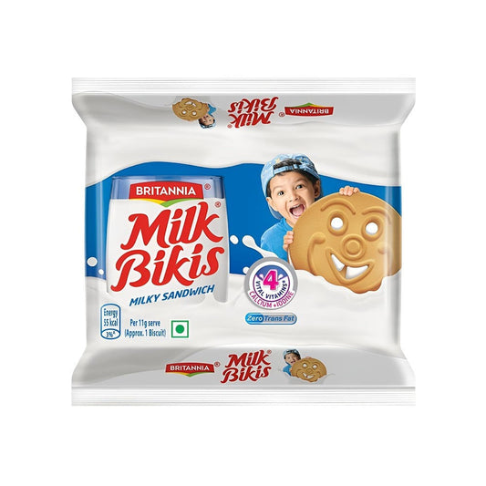Britannia Milk Bikis Milk Sandwich Cream Biscuits : 200 g