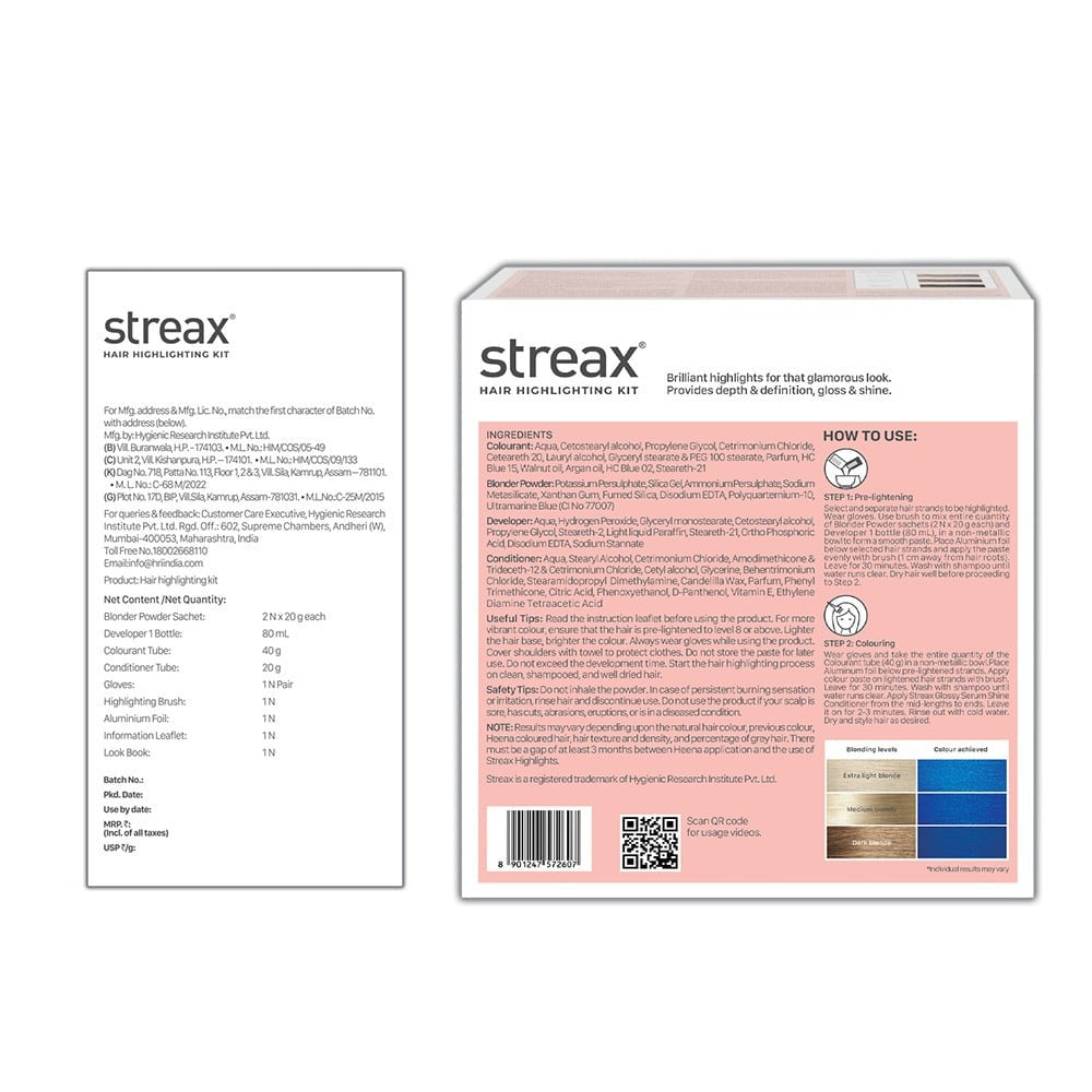 Streax Highlighting Hair Colour Kit (Jersey Blue) : 1 pack