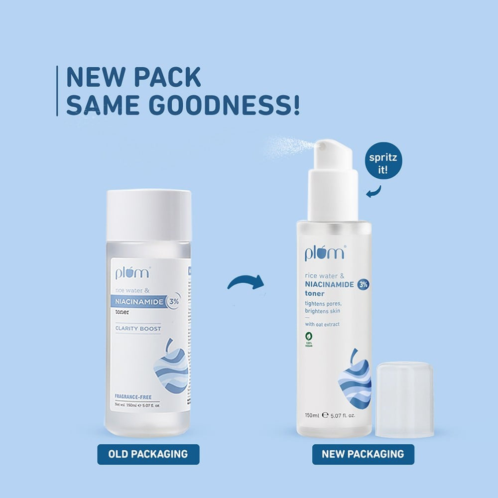 Plum 3% Niacinamide Toner with Rice Water : 150 ml