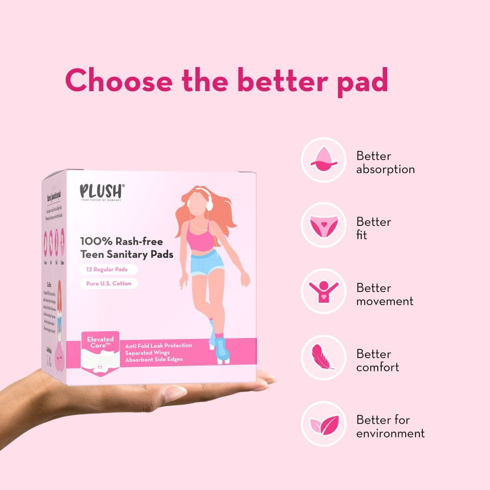 Plush Teen Sanitary Pads (with Elevated Core) : 12 pieces
