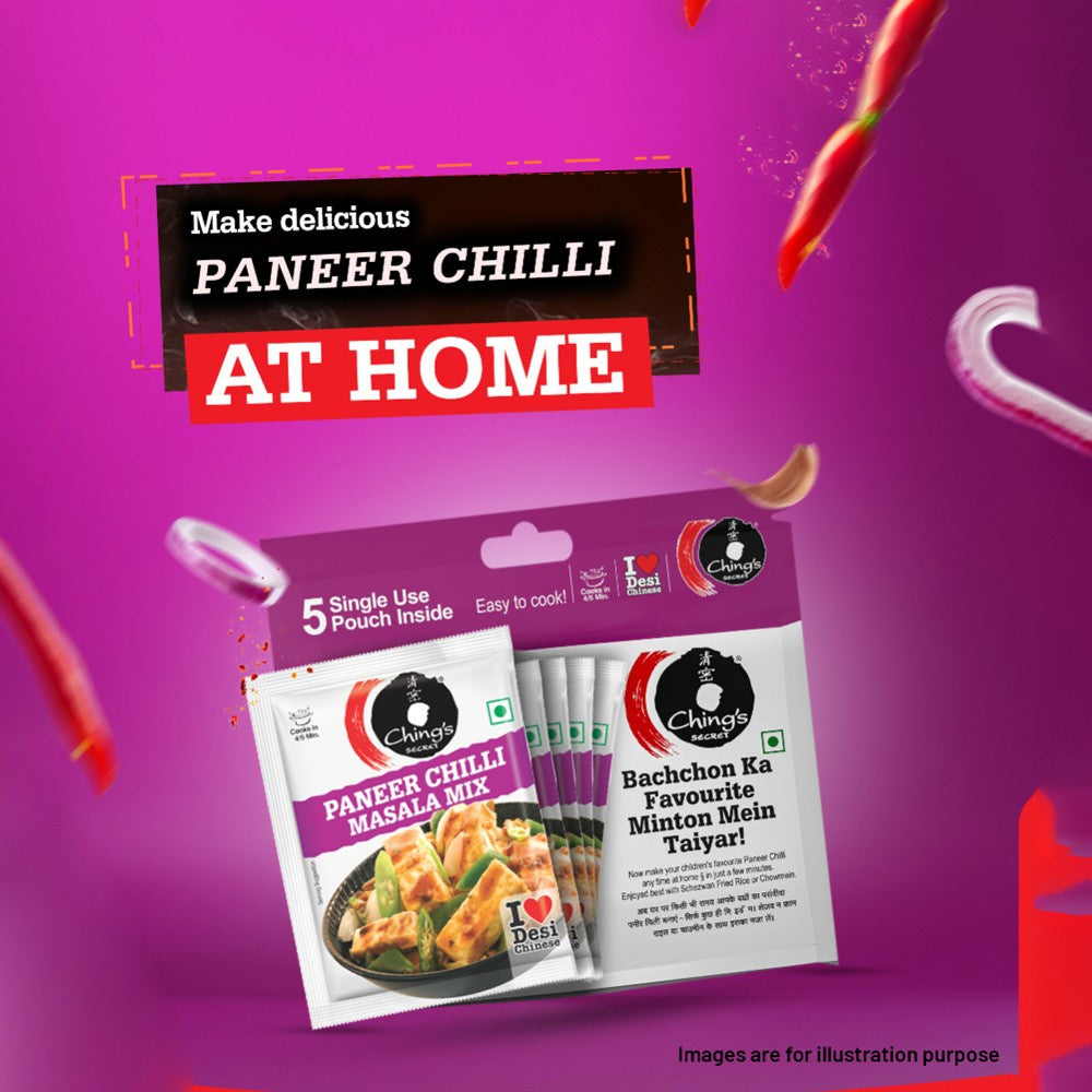 Ching's Secret Schezwan Fried Rice Masala Instant Mix - 5 Single Use Pouches + Paneer Chilli Masala Instant Mix - 5 Single Use Pouches Combo : 5 x 20 g + 5 x 20 g