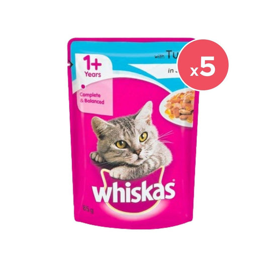 Whiskas Adult Wet Cat Food -Tuna in Jelly (1+ Years) - Pack of 5 : 5 x 80 g