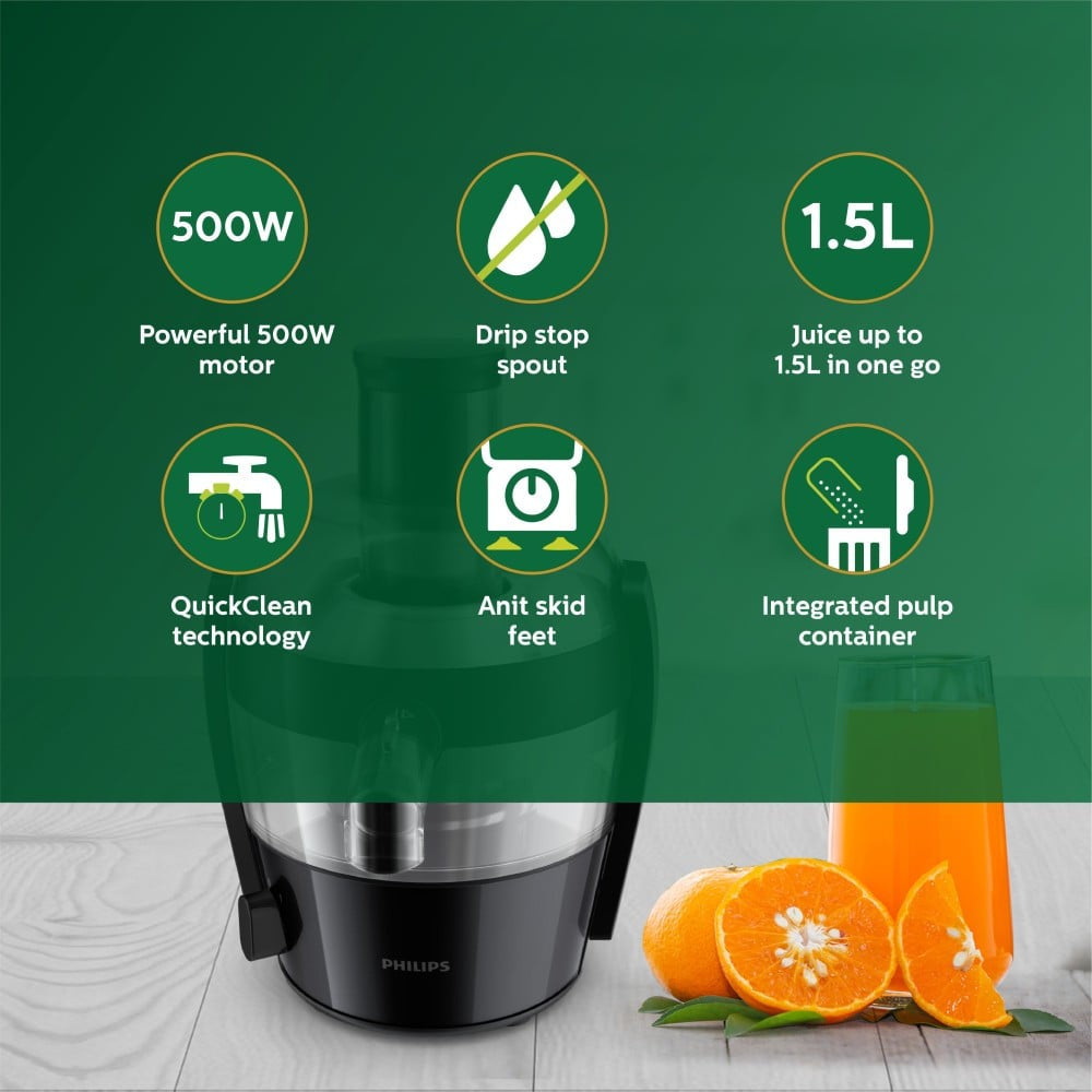 Philips Viva Collection 1.5 L 500W Juicer (Ink Black) : 1 unit