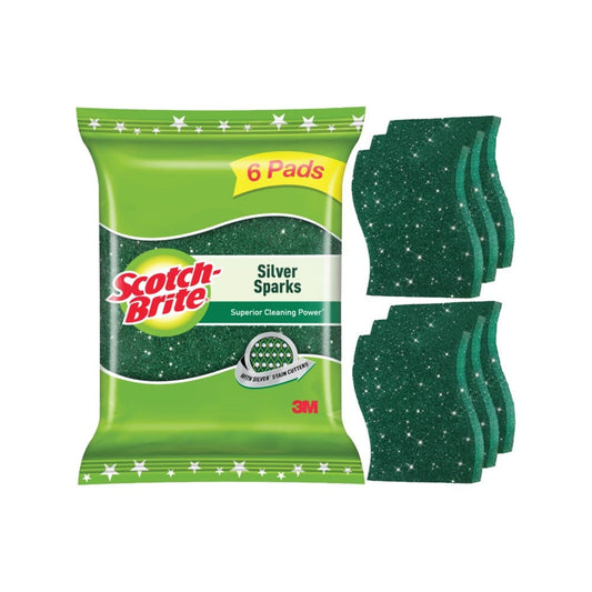 Scotch Brite Silver Sparks Scrub Pad : 6 units