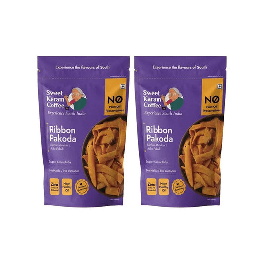 Sweet Karam Coffee Ribbon Pakoda / Murukku Namkeen, - No Palm Oil - Pack of 2 : 2 x 95 g