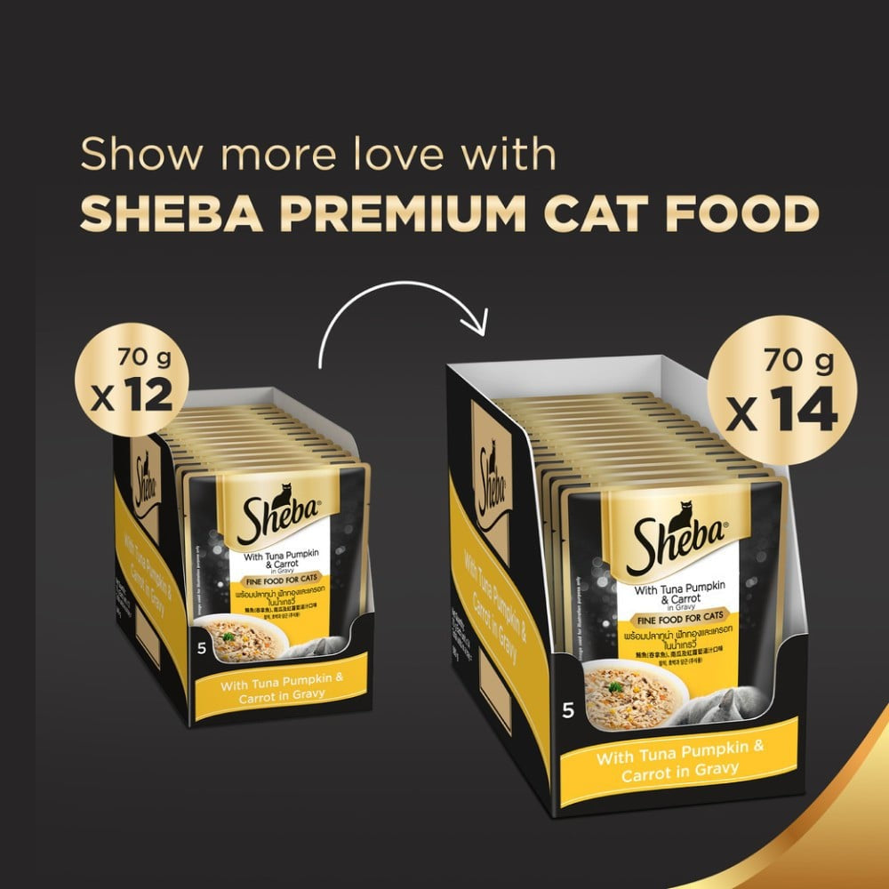 Sheba Adult Wet Cat Food (Tuna Pumpkin & Carrot in Gravy) : 14 x 70 g