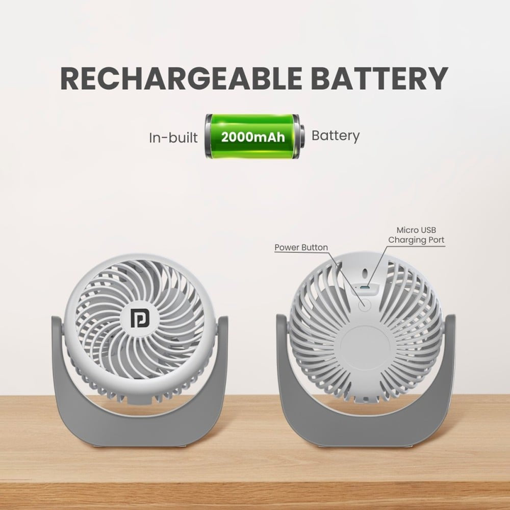 Portronics Toofan Portable Fan (White & Grey, 5W) : 1 unit