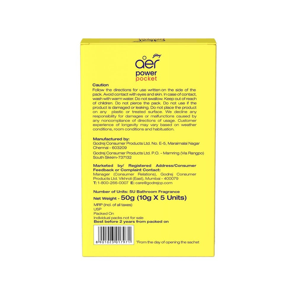 Godrej Aer Power Pocket Air Freshener - Pack of 5 : 5 x 10 g
