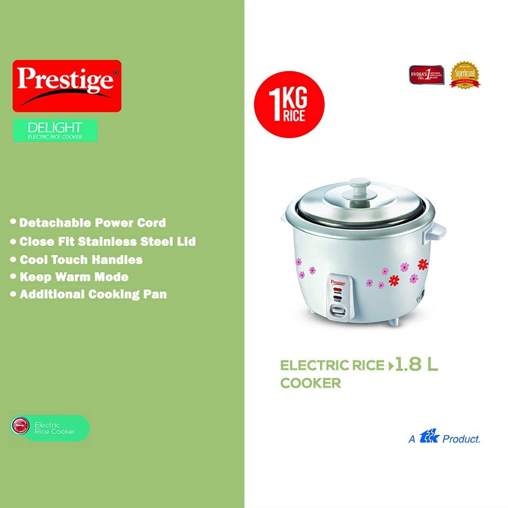 Prestige Electric Rice Cooker (700W, Prwo 1.8-2 Double Pot, White) : 1 unit