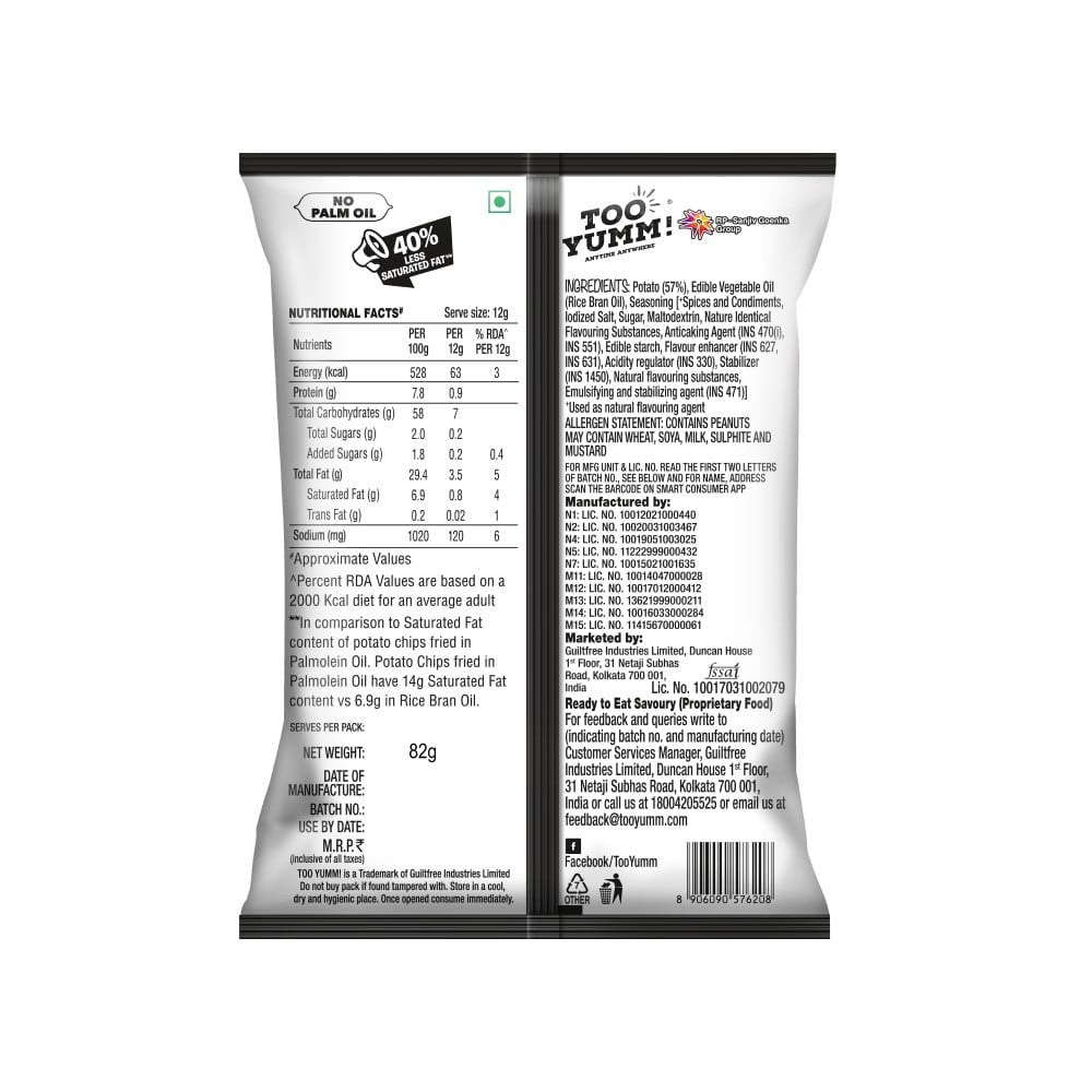 Too Yumm Spicy & Icy Bhoot Potato Chips : 82 g