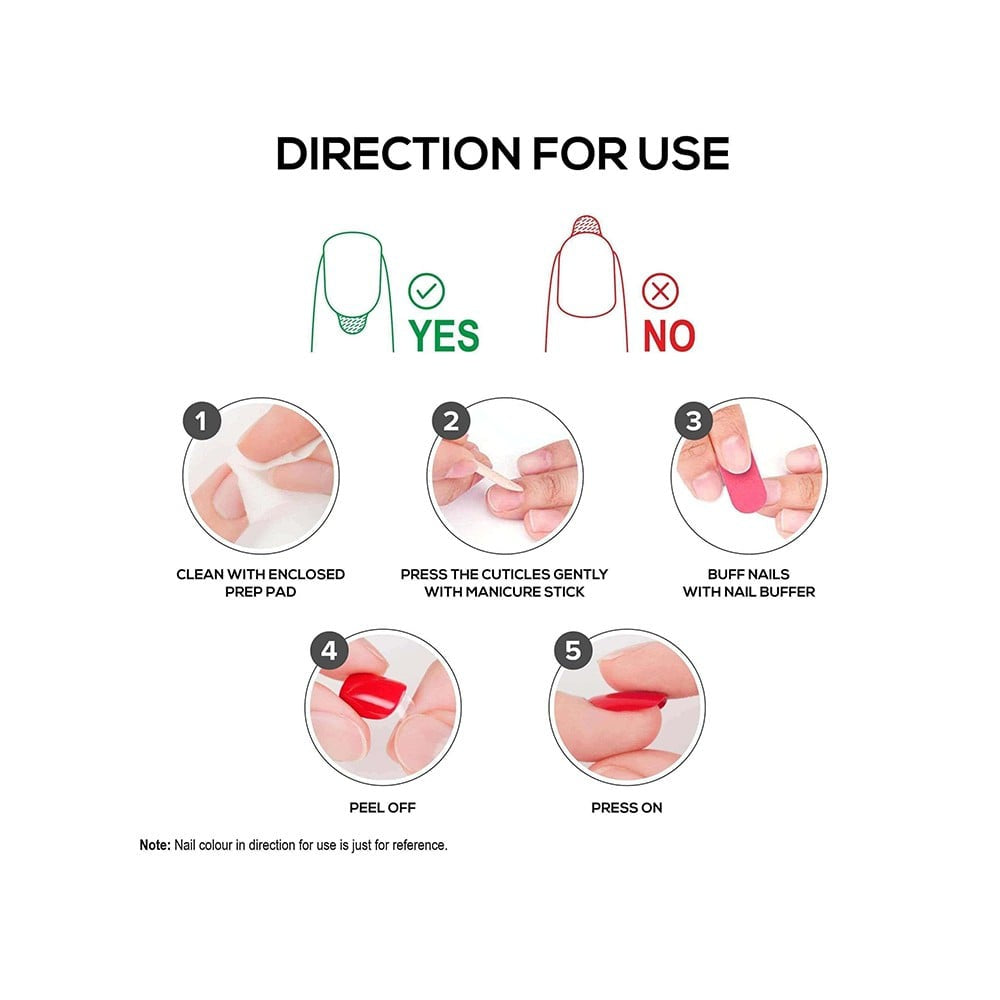 Renee Square Press On Nails (BN 01) : 1 pack (24 pieces)