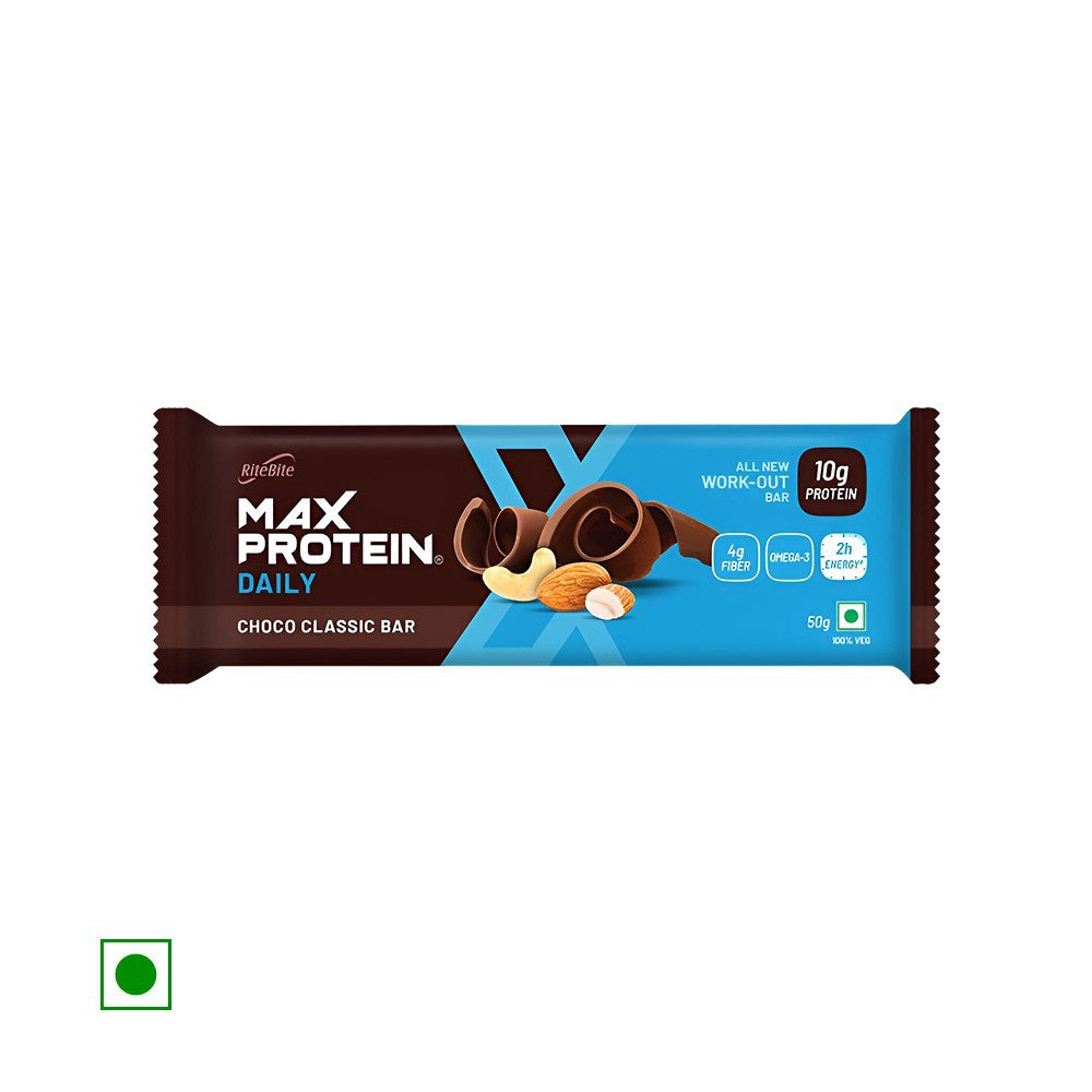 RiteBite Max Protein Daily Choco Classic Nutrition Bar + Max Protein Choco Chips Cookies Combo : 50 g + 55 g