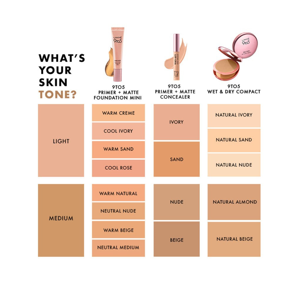 Lakme 9To5 Perfect Cover Mini Foundation (Cool Ivory) : 15 ml