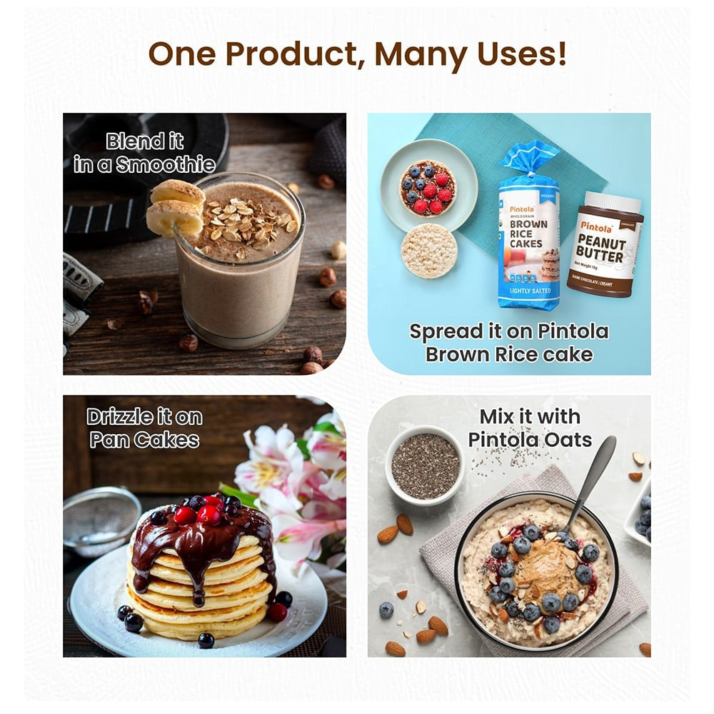 Pintola All Natural Crunchy Peanut Butter (Unsweetened) - Pack of 2 : 2 x 350 g