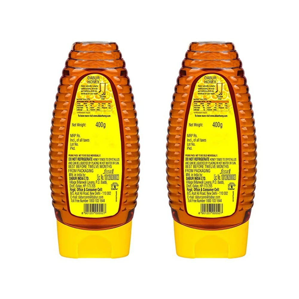 Dabur Honey Squeezy, 100% Pure World's No.1 Honey Brand - Buy 1 Get 1 Free : 2 x 400 g