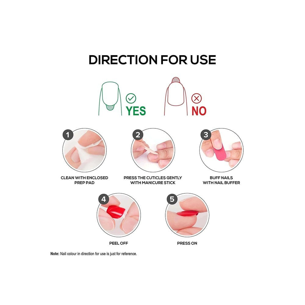 Renee Square Press On Nails (BN 06) : 1 pack (24 pieces)